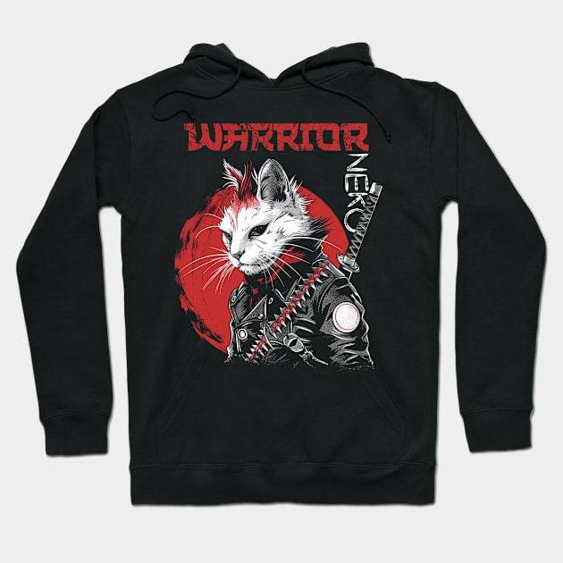 Feline Samurai Warrior: Fierce and Fearless Hoodie by Skull Riffs & Zombie Threads